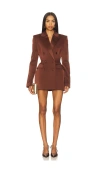 Nadine Merabi Monica Satin Blazer In Brown