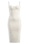 Shop Nadine Merabi Nina Embellished Body-con Cocktail Dress In White