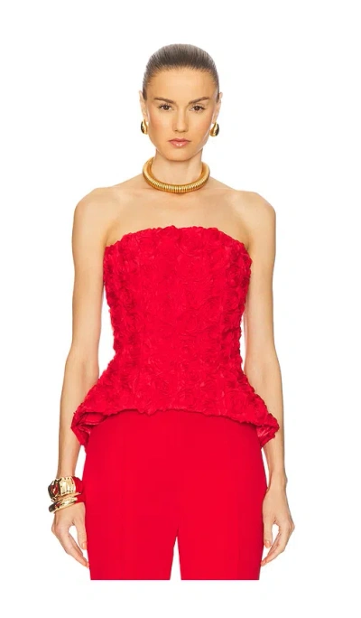 Nadine Merabi Peplum Flower Detail Top In Red