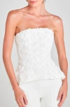 Nadine Merabi Phoebe Rosette Strapless Peplum Top In White