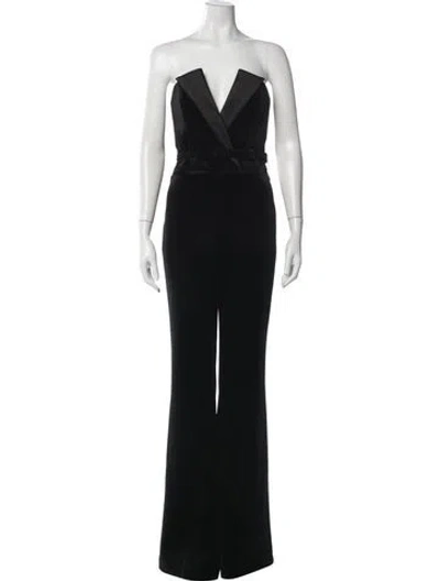 Pre-owned Nadine Merabi Plunge Neckline Jumpsuit W/ Tags In Black