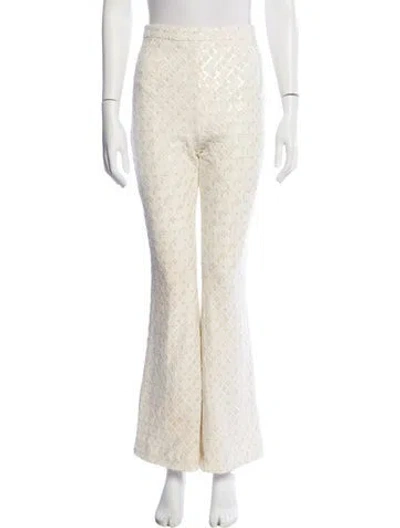 Pre-owned Nadine Merabi Printed Wide Leg Pants In Neutral