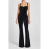 Nadine Merabi Roxanne Crystal Velvet Flare Leg Jumpsuit In Black