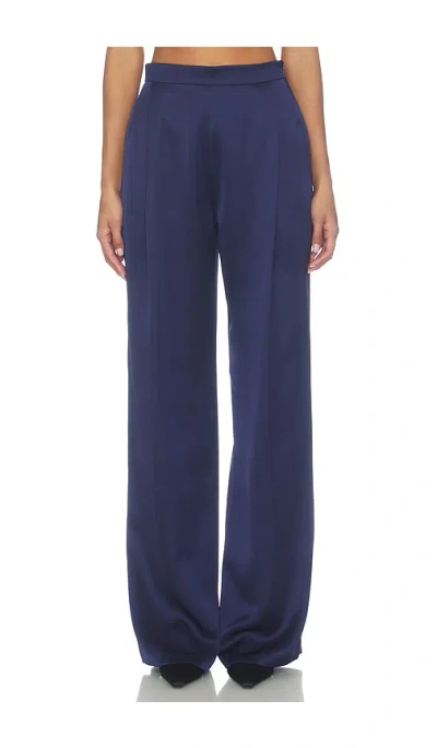 Nadine Merabi Satin Wide Leg Trousers In Blue