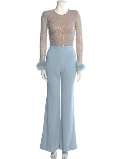 Pre-owned Nadine Merabi Scoop Neck Jumpsuit In Blue