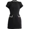 Nadine Merabi Simone Embellished Trim Shimmer Tweed Minidress In Black