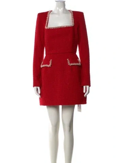 Pre-owned Nadine Merabi Square Neckline Mini Dress W/ Tags In Red