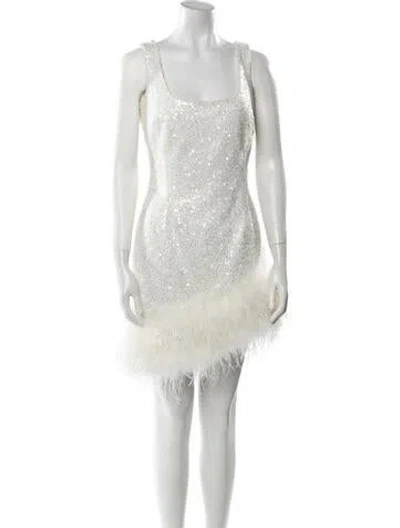 Pre-owned Nadine Merabi Square Neckline Mini Dress In White