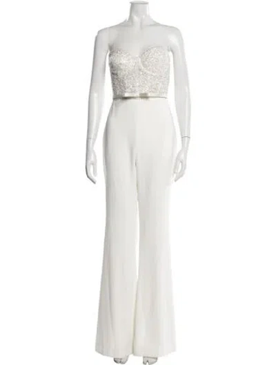 Pre-owned Nadine Merabi Strapless Jumpsuit In White