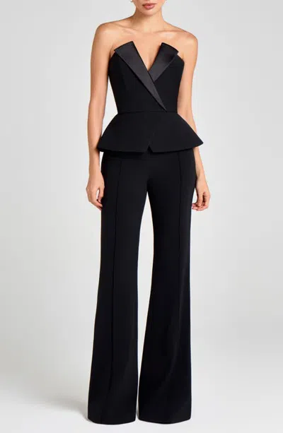 Nadine Merabi Taylor Satin Lapel Strapless Top In Black
