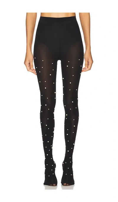 Nadine Merabi Tights With Pearl Embellishment In 黑色