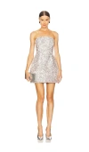 Nadine Merabi Womens Lucia Sequin Strapless Woven Mini Dress Silver In Metallic Silver