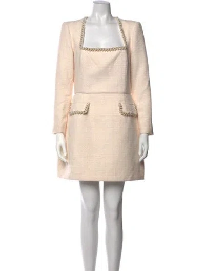 Pre-owned Nadine Merabi Tweed Pattern Mini Dress In Neutrals