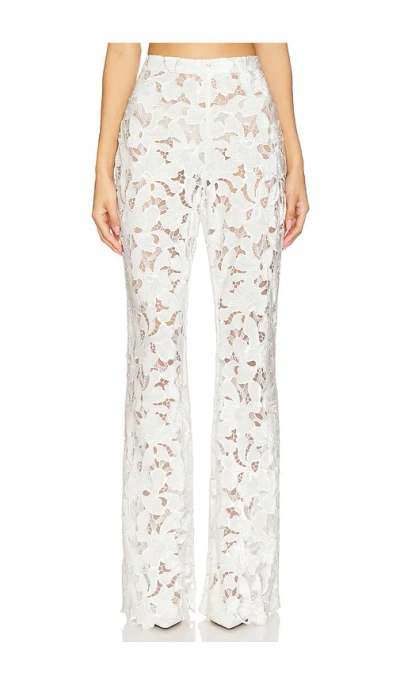 Nadine Merabi Velvet Lace Trousers In White