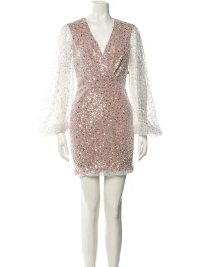 Pre-owned Nadine Merabi V-neck Mini Dress In Multi