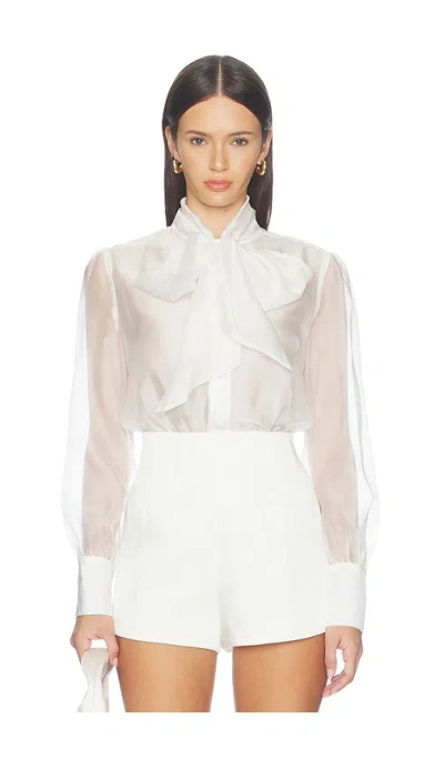 Nadine Merabi White Organza Blouse Bodysuit