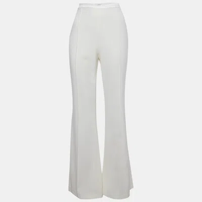 Nadine Merabi White Sateen High Rise Trousers