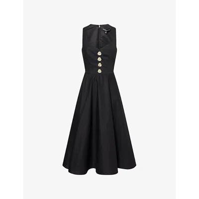 Nadine Merabi Womens Black Annabelle Sweetheart-neckline Woven Midi Dress