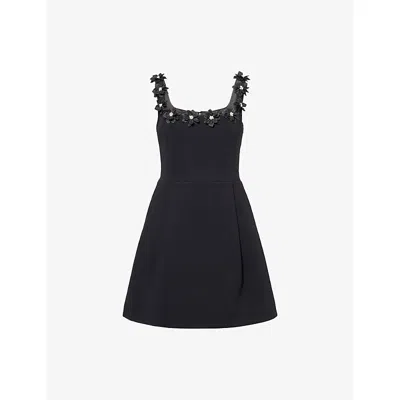 Nadine Merabi Womens Black Cindy Embellished Woven Mini Dress