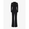 Nadine Merabi Womens Black Eleanor Floral Velvet Jumpsuit In Black