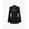 Nadine Merabi Womens Black Monica Satin-trim Woven Blazer In Black