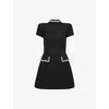 Nadine Merabi Womens Black Simone Round-neck Knitted Mini Dress