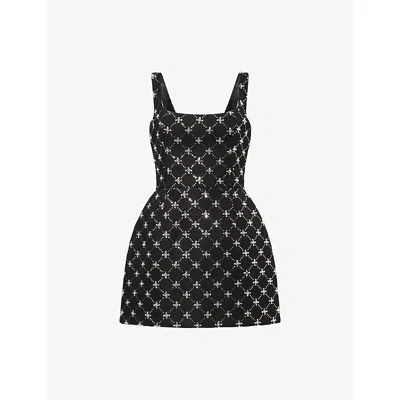 Nadine Merabi Womens Black Sofia Sequin-embellished Woven Mini Dress In Multi