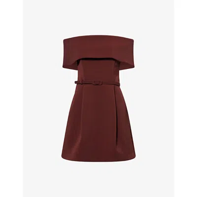 Nadine Merabi Womens Harper Embellished Stretch-woven Mini Dress Brown Xs