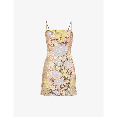 Nadine Merabi Womens Everly Embellished Mini Dress Gold