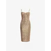 Nadine Merabi Womens Gold Nina Sequin-embellishment Stretch-woven Midi Dress In Gold