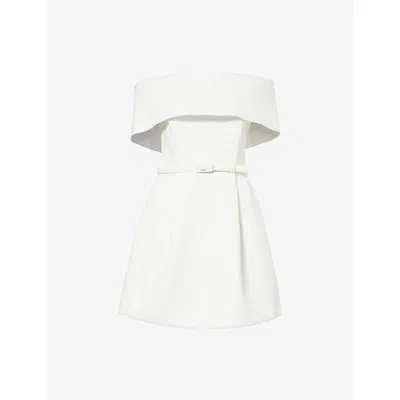 Nadine Merabi Womens Harper Off-shoulder Woven Mini Dress White