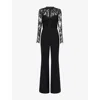 Nadine Merabi Womens Black Marissa Straight-leg Lace Woven Jumpsuit In Black