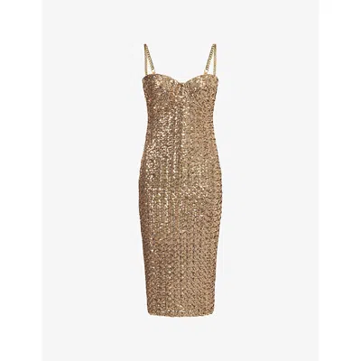 Nadine Merabi Womens Metallic Nina Sequinned Midi Dress In Silver