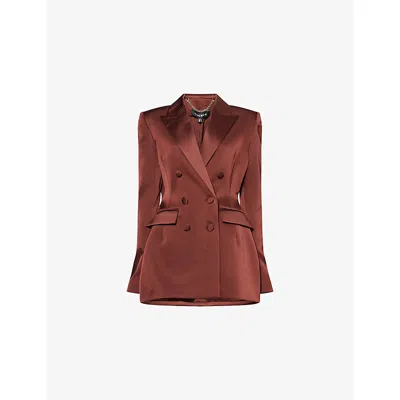 Nadine Merabi Womens Brown Monica Slim-fit Satin Blazer