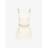 Nadine Merabi Chain Belt Tweed Cocktail Minidress In White
