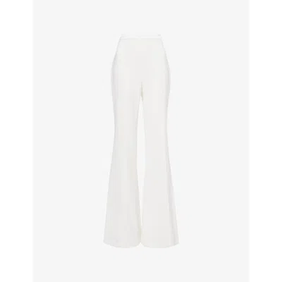 Nadine Merabi Womens  Flared-leg Rhinestone-embellished Woven Trousers In White