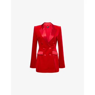 Nadine Merabi Womens Red Monica Double-breasted Velvet Blazer Dress Xs