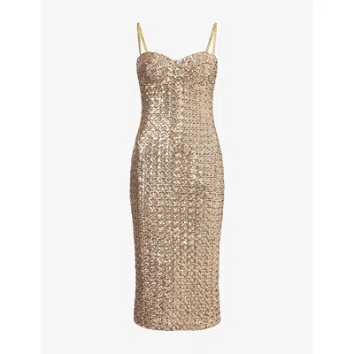 Nadine Merabi Womens  Nina Sequin-embellished Midi Dress In Gold