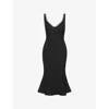 Shop Nadine Merabi Womens Black Penelope Flared-hem Tweed Midi Dress