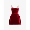 Nadine Merabi Womens Red Harley Jewel-straps Velvet Mini Dress In Red