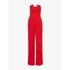 Nadine Merabi Tuxedo Belted Strapless Wide Leg Jumpsuit In Red