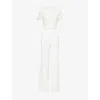 Nadine Merabi Womens White Harriet Floral-lace Woven Jumpsuit