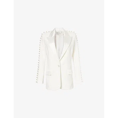 Nadine Merabi Womens Kira Single-breasted Slim-fit Woven Blazer White