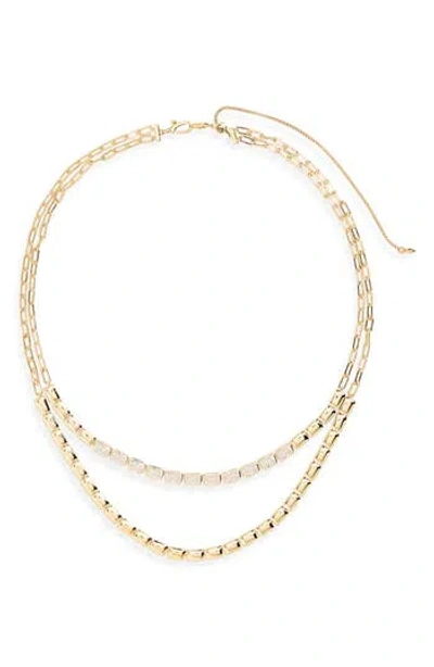 Nadri 18k Gold Vermeil Cz Layered Block Chain Necklace