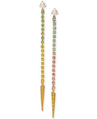 NADRI AJOA BY NADRI 18K GOLD-PLATED CRYSTAL & IMITATION PEARL LINEAR DROP EARRINGS