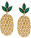 Nadri Ajoa By  Dolce Vita Pave & Green Crystal Pineapple Drop Earrings In 18k Gold Plated In Gold
