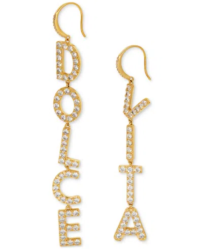 NADRI AJOA BY NADRI 18K GOLD-PLATED PAVE "DOLCE VITA" LINEAR DROP EARRINGS