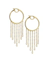 Nadri Ajoa By  Imitation Pearl Chain Fringe Hoop Earrings In Gold