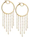 Nadri Ajoa By  Imitation Pearl Chain Fringe Hoop Earrings In Gold