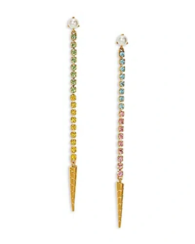 Nadri Ajoa By  Multicolor Crystal & Imitation Pearl Linear Drop Earrings In 18k Gold Plated